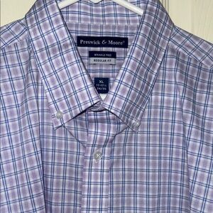 Preswick & Moore Men's Purple Plaid Button Down Shirt
